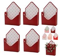 5Pack Valentine Envelope Boxes, Valentines Day Envelopes Gift Box for Gifts, Florist Supplies for Wedding, Party, Birthday, Mother's Day, Christmas (Burgundy,S)