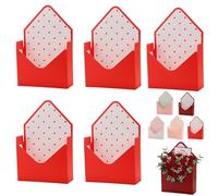 5Pack Valentine Envelope Boxes, Valentines Day Envelopes Gift Box for Gifts, Florist Supplies for Wedding, Party, Birthday, Mother's Day, Christmas (Red,S)