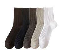 5pairs Men's Business Solid Color Mid Tube Crew Socks Sweat Absorbing Anti-odor Mixed Long