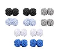 5Pairs Silk Knot Cufflinks Elastic Fabric Hand Knitting Chinese Style Cuff Links Double Ball Silk Twist Shirt Cufflinks Dress Accessories for Women Men Daily Business