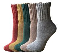 5Pairs Women's Boots Socks Thick Warm Soft Cozy Winter Socks Solid Color Crew Socks Gifts for Women