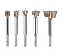 5pc 10-35mm Forstner Drill Bit Hinge Boring Bit Hole Saw Cutter Tungsten Carbide Hex 1/4inch Shank Woodworking Tool