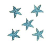 5PC,13PC Underwater World Animals,Cartoon Starfish,Shark,Seahorse Fabric Applique Embroidery Iron On Patches,DIY Sewing Supplies(5PCS-Starfish-Blue)