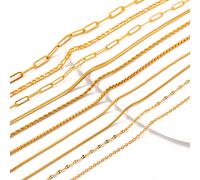 5pc 18K Gold Color PVD Plated Stainless Steel Cuba Cross O Ripple Twisted Chain Necklace Adjustable Chain DIY Necklace Wholesale