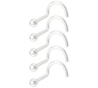 5pc 20g 0.8mm Nose Bar Screws Clear Retainer Keeper Ring Bioplast Flexible Bioflex Bend Plastic Hidden Invisible Stud