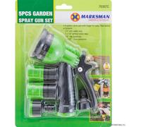 5Pc 8 Function Dial Hose Pipe Garden Spray Gun Hose Pipe Nozzle Watering Set New