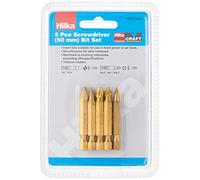 Hilka Tools Screwdriver Bits 37950405 Titanium Coated Assorted 50mm Set of 5
