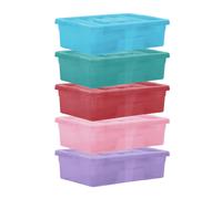 5PC Assorted Colour 32L Underbed Storage Box Set simpa Multi One Size