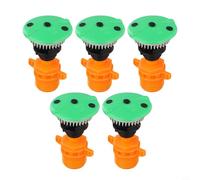 5PC Automatic Rotating Sprinkler Set for Garden Lawn Irrigation - Adjustable Spray for nozzle Hose Attachment Even Coverage Green Orange Plastic