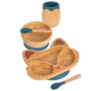 5pc Bamboo Fox Baby Weaning Set Tiny Dining Navy One Size