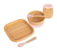 5pc Bamboo Square Baby Weaning Set Tiny Dining Baby Pink One Size