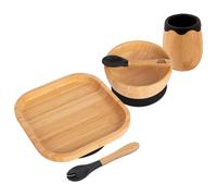 5pc Bamboo Square Baby Weaning Set Tiny Dining Black One Size