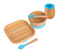 5pc Bamboo Square Baby Weaning Set Tiny Dining Blue One Size