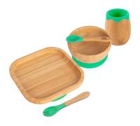 5pc Bamboo Square Baby Weaning Set Tiny Dining Green One Size