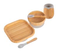 5pc Bamboo Square Baby Weaning Set Tiny Dining Grey One Size