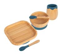 5pc Bamboo Square Baby Weaning Set Tiny Dining Navy One Size