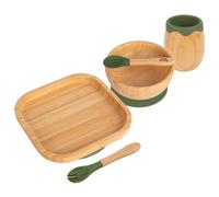 5pc Bamboo Square Baby Weaning Set Tiny Dining Olive One Size