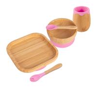 5pc Bamboo Square Baby Weaning Set Tiny Dining Pink One Size