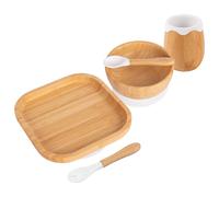 5pc Bamboo Square Baby Weaning Set Tiny Dining White One Size