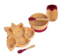 5pc Bamboo Unicorn Baby Weaning Set Tiny Dining Red One Size