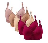 5PC Bras for Women Multipack Non Wired Bras Supportive Comfortable Bra Plus Size Ladies Bras Wireless Underwear Push Up Bra for Everyday Wear