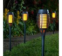5pc Carry Pack Solar Powered Party Flaming Effect Torch Black Garden Stake Light [EEK: 10 Stars]