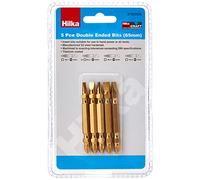 Hilka Tools Screwdriver Bit Set 37950505 - 5pc Double-Ended 65mm Titanium Coated Mixed Bits