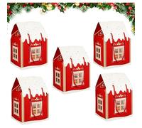 5PC Enchanted Christmas Cottage Gift Box, 3D Pop Up Christmas House Gift Boxes, Large House Shaped Gifts Boxes a Wreath on The Door Mansion Ideal for Home Presents for Treats (B)