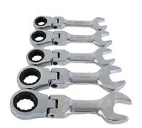 5pc Flexi Stubby Ratchet Spanner 10-19mm Metric Wrench Geared 72 Teeth CRV