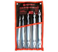 5PC Flexible HEX Double Head Wrench Set Spanner Flexi Head Garage Tools Chrome