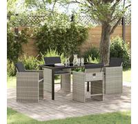 5Pc Garden Dining Set Poly Rattan Patio Furniture Table Chairs Cushions