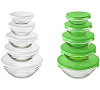 5pc Glass Food Container Storage Bowl Set with Lids (White)