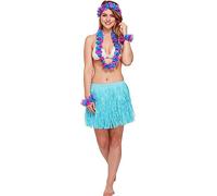 5pc Hawaiian Accessories Set Grass Skirt and Hula Lei Flower Garland 5pc Beach Party Set Ladies Fancy Dress Costume
