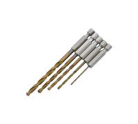 5pc Hss Titanium Coated Hex Shank Metal Drill Bit Set