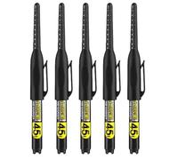 5pc Long Nib Marker Pen,Tracer Pencil,45mm Extra Length Tip for Precise Marking Refillable Water Construction Marker Carpenter Pen for Woodworking & Plumbing,for Walls, Wood, Glass, Metal(Black*5)