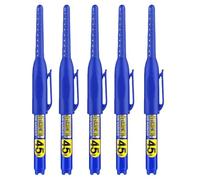 5pc Long Nib Marker Pen,Tracer Pencil,45mm Extra Length Tip for Precise Marking Refillable Water Construction Marker Carpenter Pen for Woodworking & Plumbing,for Walls, Wood, Glass, Metal(Blue*5)