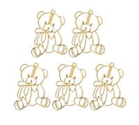5Pc Metal Frame Bear Pendant Bezel Resin Necklace Earring Casting Jewelry DIY Nice Processed