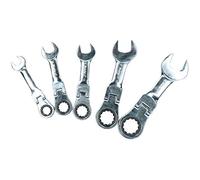 5pc Metric Stubby Flexible Ratchet Combination Spanner Set 10mm - 19mm