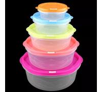5pc Multicoloured Plastic Food Storage Containers with Vented Lids, 5 Pack Leak Proof BPA Free Stackable, Microwave Freezer Dishwasher Safe, Nesting, Reusable Airtight Meal Prep Lunch Boxes