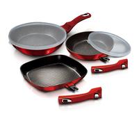 5Pc Non Stick Aluminum Frying Pan Set With Grill Induction Detachable Handles