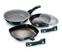 5Pc Non Stick Aluminum Frying Pan Set With Grill Induction Detachable Handles