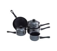 5Pc Non-Stick Dark Silver Cookware Set, Kitchen Pots and Pans Set with Lids, Non stick Cookware Set