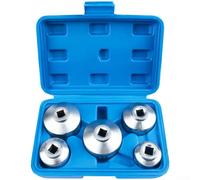 5pc Oil Filter Cap Wrenches for 3/8 Inch Drive Socket Ratchet Use on 24mm 27mm 32mm 36mm 38mm Threaded Oil Filter Covers (blue box)