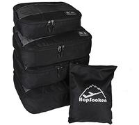 5pc Packing Cubes Set Large Travel Luggage Organizer 4 Cubes 1 Laundry Pouch Bag, Black, L