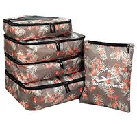 5pc Packing Cubes Set Large Travel Luggage Organizer 4 Cubes 1 Laundry Pouch Bag, Greybird, L