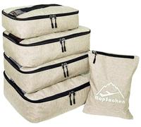 5pc Packing Cubes Set Large Travel Luggage Organizer 4 Cubes 1 Laundry Pouch Bag (Snow Beige)