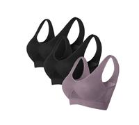 5PC Plus Size Sports Bra for Women Liftup Air Bra Ultra-Thin Full Cup Yoga Bra Solid New Seamless Crop Tops Vest Comfort Stretch Mesh Bras Ladies Large Breasts Activewear Bras UK Size 8-24 Clearance