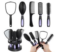 5pc Purple Plastic Hair Comb Set Anti Static Styling Tools | Compact lightweight design, promotes scalp circulation, for home and outdoor makeup use, easy to carry