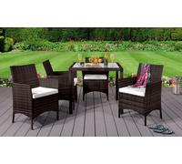 5PC Rattan Dining Set Outdoor Garden Patio Furniture - 4 Chairs & Square Table Comfy Living Ltd Brown One Size