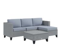 5PC Rattan Garden Sofa Set Grey PE Rattan Galvanised Metal 68x68x64cm GlassTop